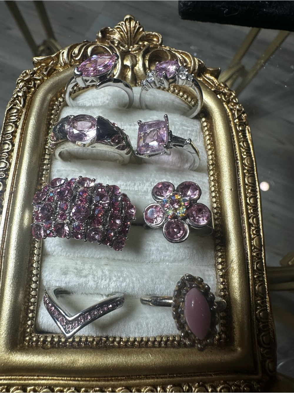 Pink Crystal Cluster Statement Ring - Women Jewelry
